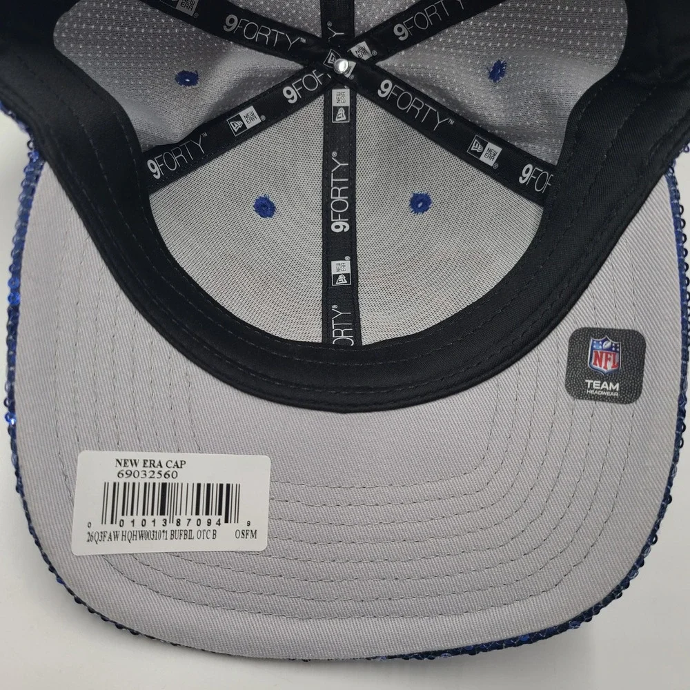 Women Buffalo Bills Hat Snapback New Era 9Forty Blue Red NFL Sequins Script Logo
